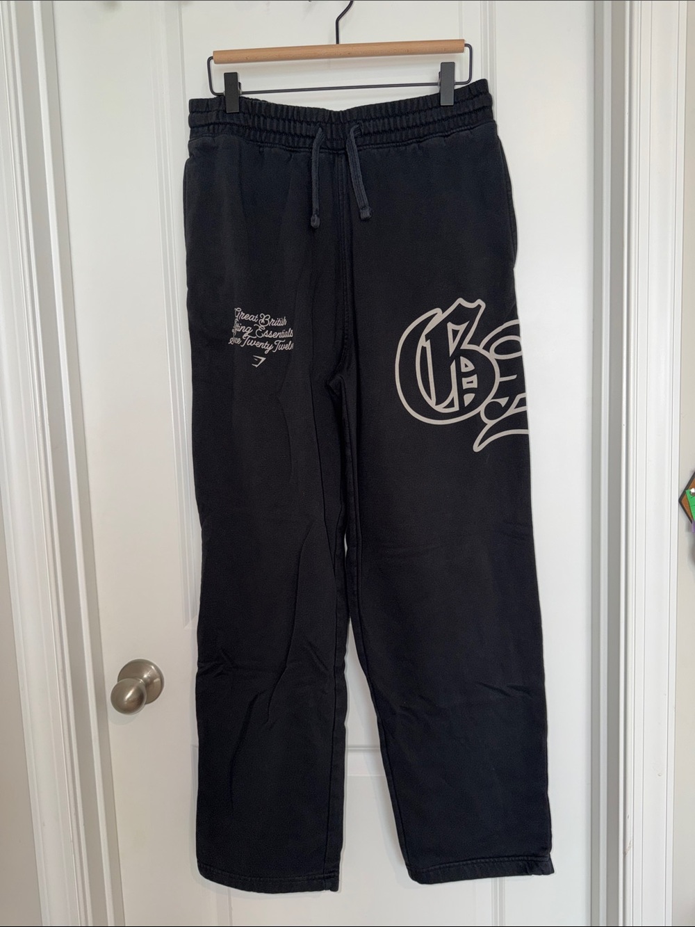 Gymshark Black Graphic Joggers with Drawstring Waist